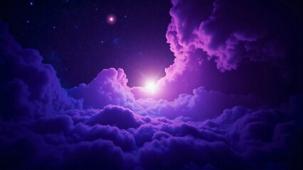 Mystical Cosmic Clouds Illuminated by Celestial Light in a Dreamlike Night Sky