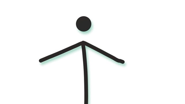 A large arrow with a dot or a primitive little man with a head and two stick-like arms moves on the screen.