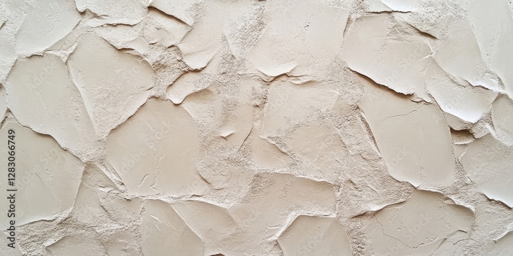 Poster Textured roughcast wall in varying beige tones featuring irregular shapes and layers with a matte finish creating a natural earthy aesthetic