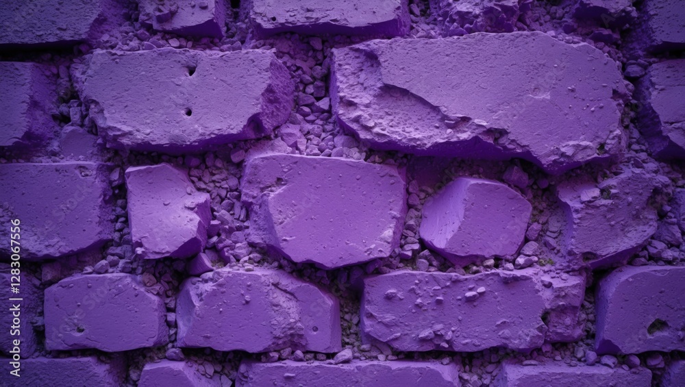 Poster rough textured purple brick wall with uneven surfaces creating a vibrant abstract background for art