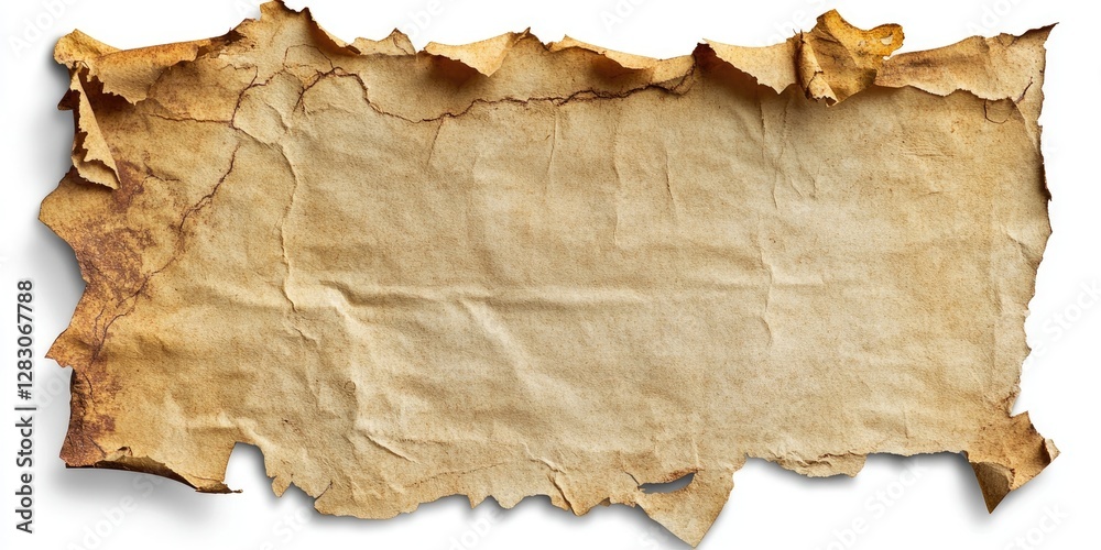 Leinwandbilder torn aged grunge paper texture with frayed edges displayed on a clean white background emphasizing e