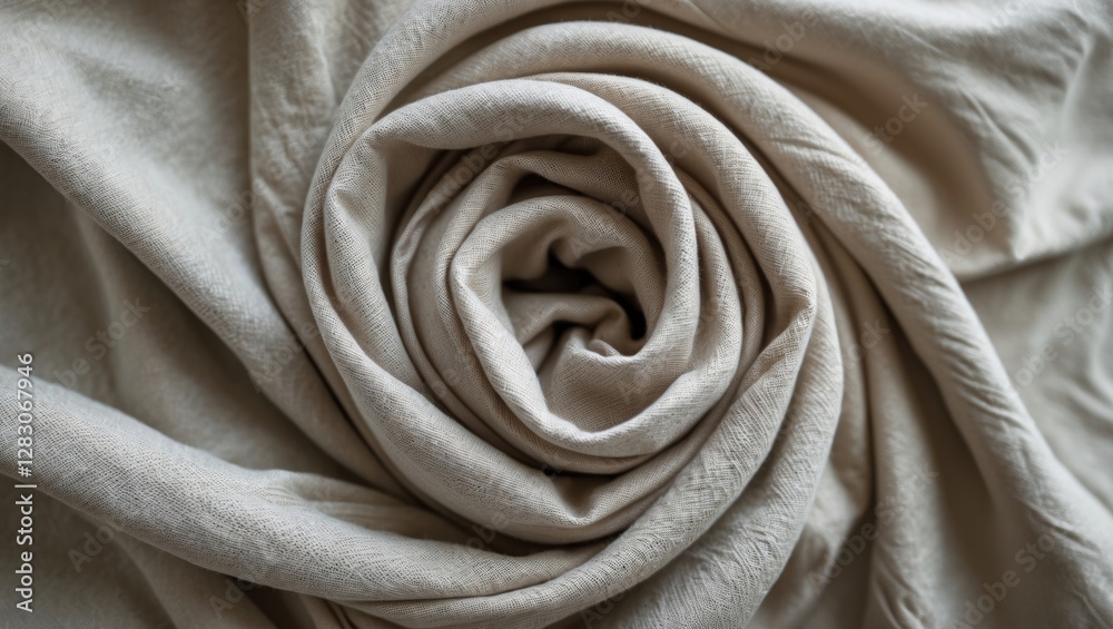 Aufkleber Textured neutral fabric arranged in a spiral pattern, creating an elegant background for design and presentation purposes.