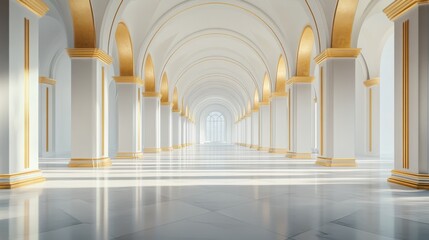 Fototapeta premium A legislative hall with ornate arches and golden finishes. Featuring grandeur and prestige