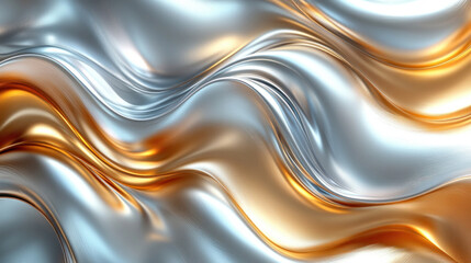 Obraz premium Abstract background of swirling metallic hues in silver and gold, creating a luxurious effect