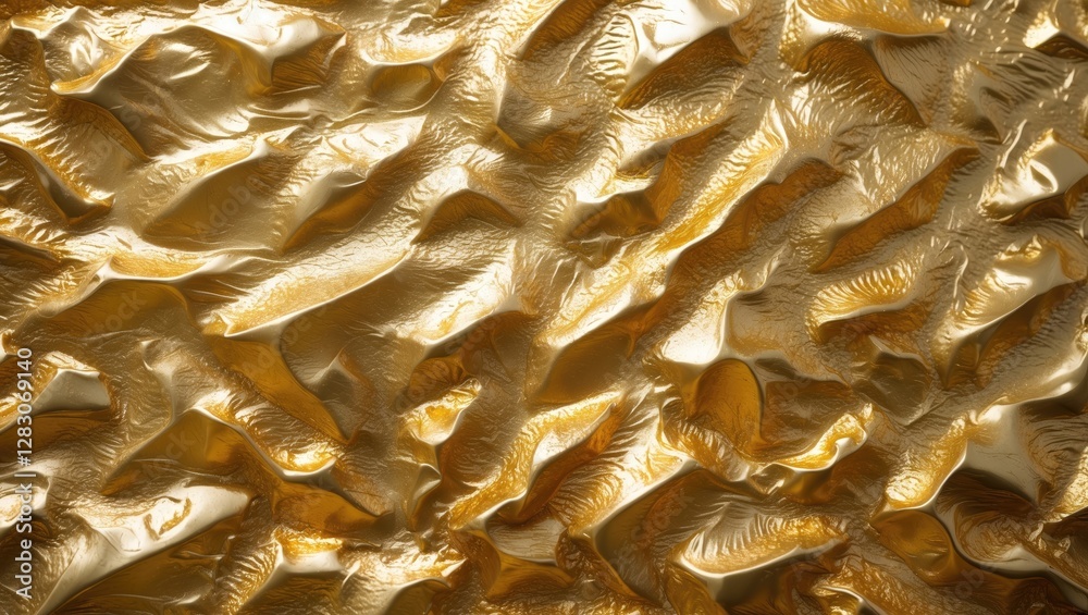 Poster golden textured abstract background with wavy patterns reflecting light in intricate detail for desi