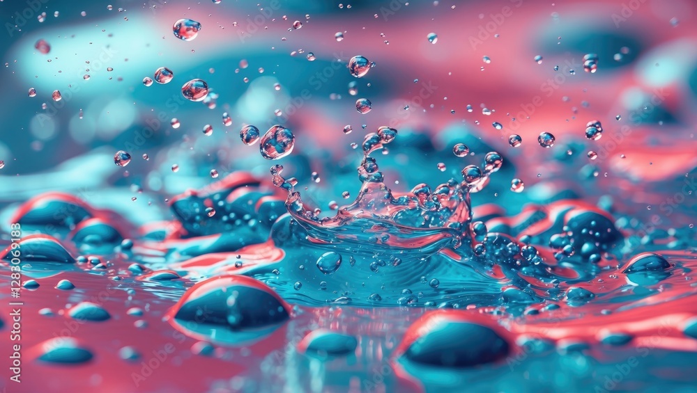 Aufkleber Colorful Water Splash with Bubbles and Drops Against a Clean Background Creating a Fresh and Dynamic Visual Experience