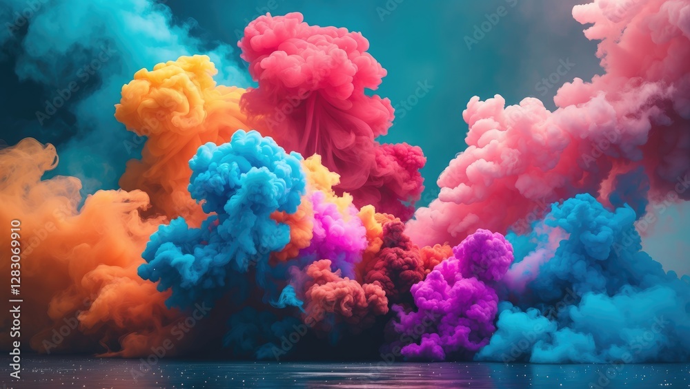 Aufkleber Vibrant colored smoke swirling over a smooth background creating an artistic and dynamic visual effect for creative projects.