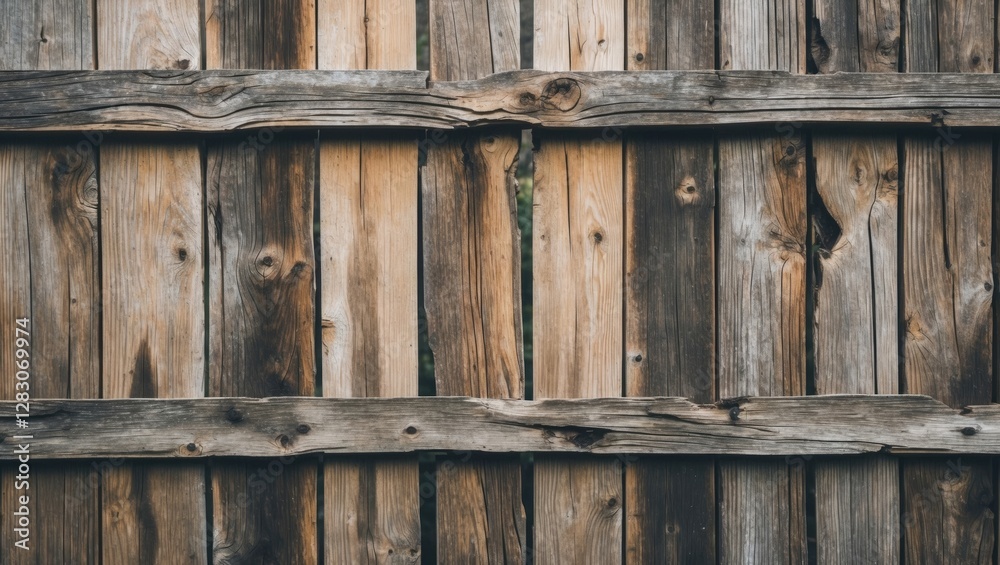 Poster close up of aged wooden fence panels showcasing rich textures and weathered surfaces ideal for backg