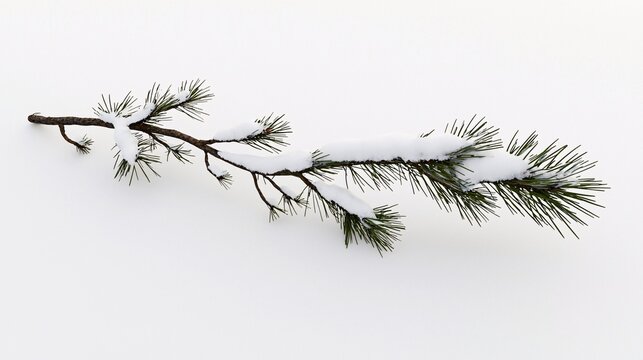 winter pine branch covered in snow for nature and seasonal themes