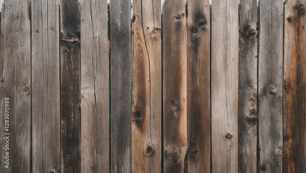 Aufkleber textured close-up of weathered wooden fence panels showcasing natural imperfections and rustic charm