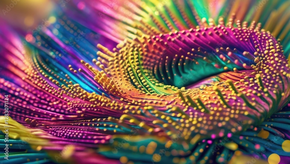 Aufkleber Abstract colorful texture with vibrant strands in a swirling pattern, showcasing depth and motion in dynamic design elements.