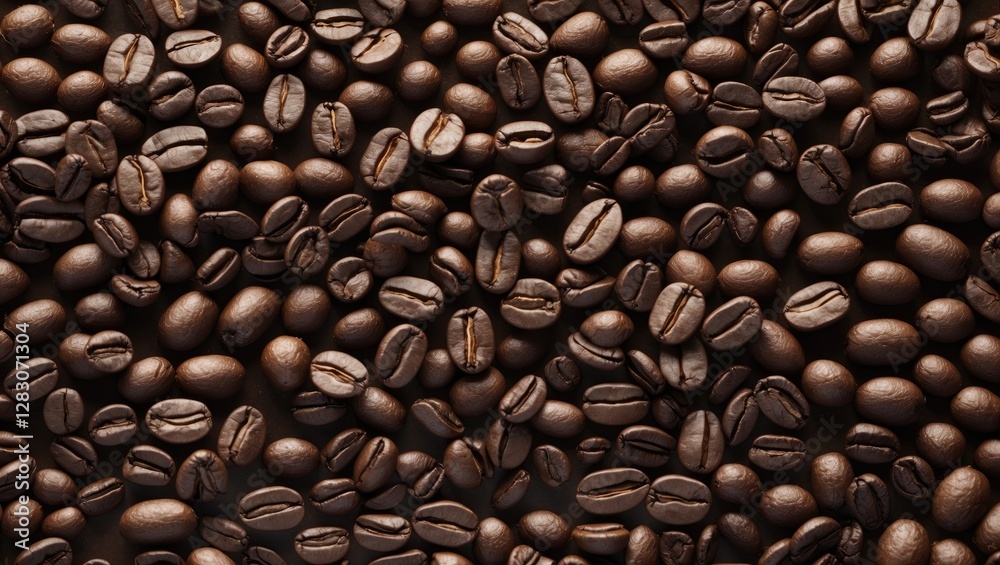 Aufkleber richly roasted coffee beans scattered on a surface showcasing their texture and sheen ideal for culi