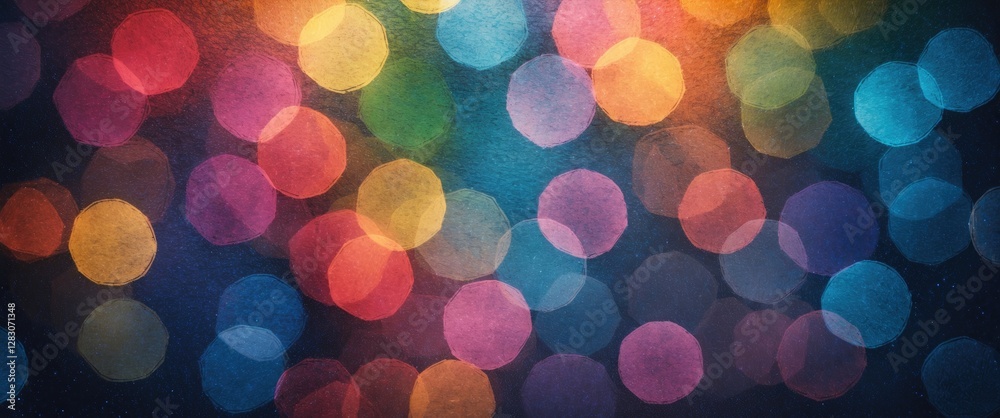 Aufkleber Vibrant bokeh abstract background with blurred colorful lights creating a festive and dreamy atmosphere perfect for design projects.