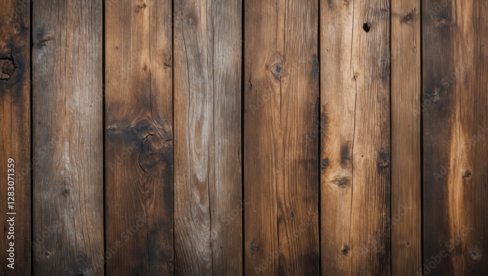 Poster rich textured wooden boards background with warm earthy tones for rustic and natural design themes. 