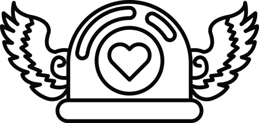 hat with a heart and wings on it