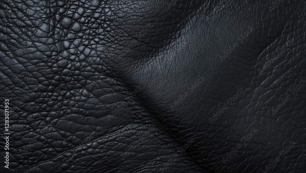 Poster black leather texture close-up showcasing intricate patterns and natural imperfections suitable for 