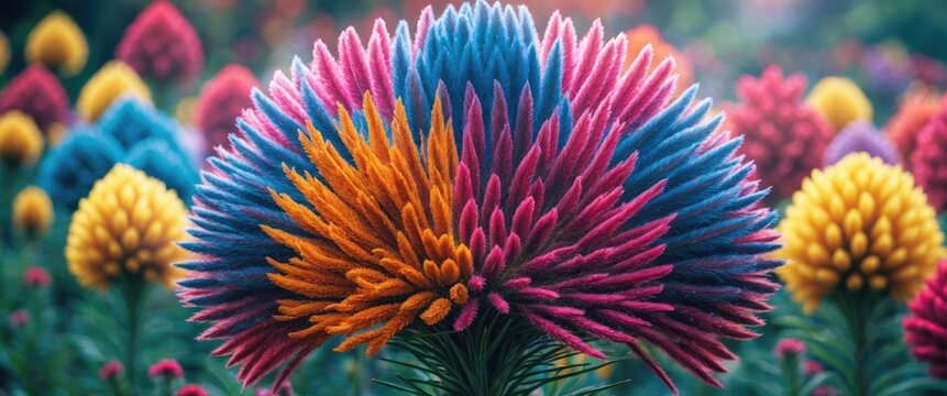Vibrant display of plumed cockscomb flowers in a garden showcasing bright colors of Celosia argentea in full bloom.