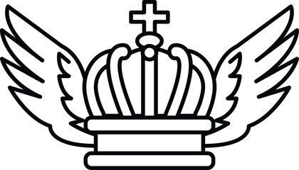 crown with a cross on top and wings on either side