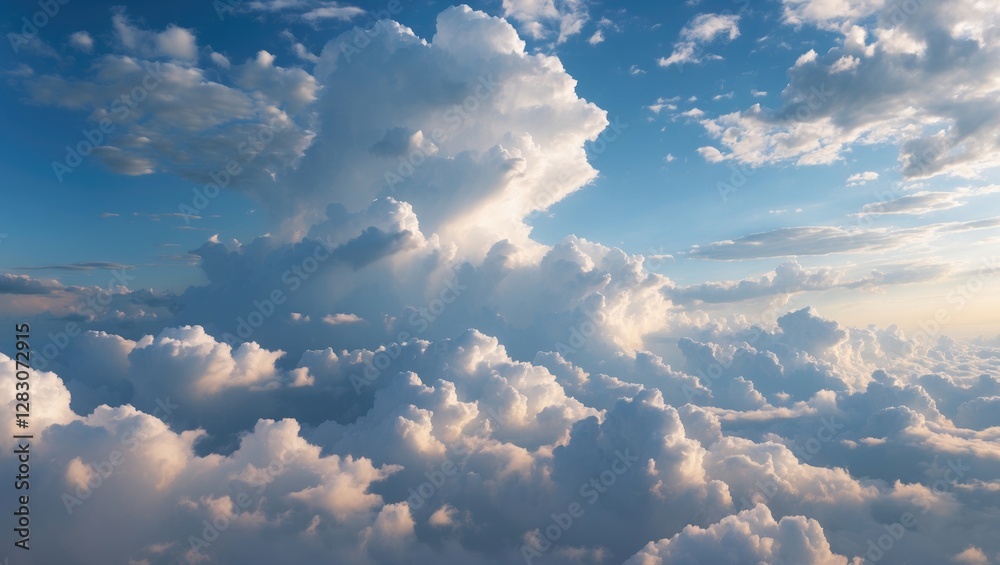 Aufkleber dramatic cloud formations under a bright blue sky creating a serene and beautiful atmospheric backgr