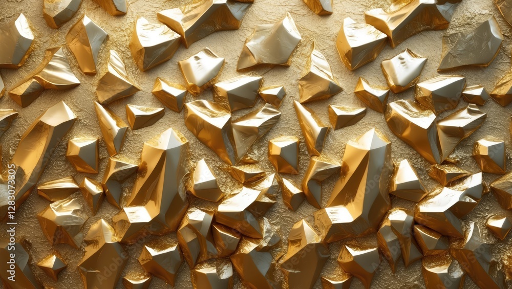 Poster abstract golden textured background with geometric shapes creating a luxurious, three-dimensional ap