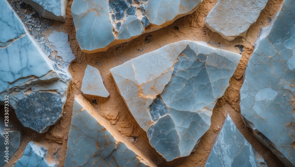 Aufkleber close up of blue marble stone surface showcasing unique textures and patterns ideal for backgrounds 