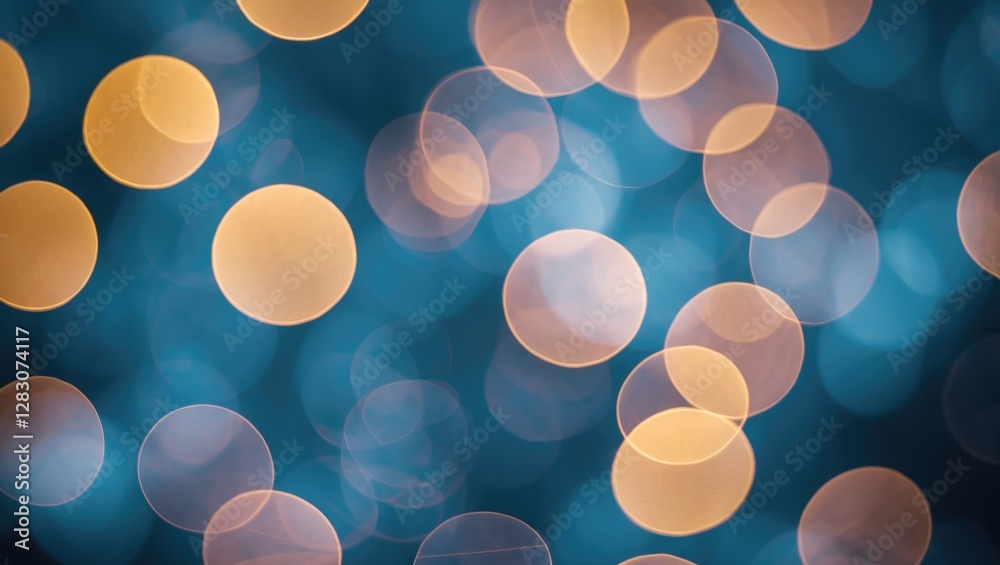 Aufkleber Colorful circular bokeh lights on a blue background creating a soft and dreamy atmosphere ideal for festive or artistic themes