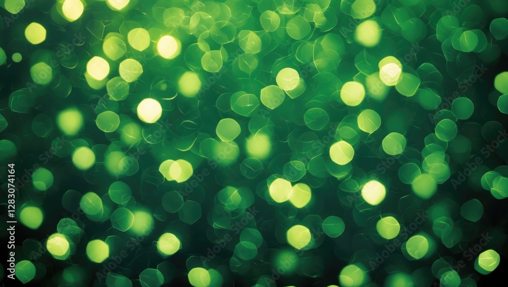 Poster vibrant green bokeh background with soft circular lights creating an enchanting atmosphere for creat