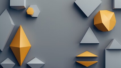 Geometric shapes in a modern design with a grey background featuring orange and grey 3D forms for a contemporary visual effect