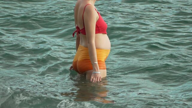 Woman Swimsuit Beach Water Standing