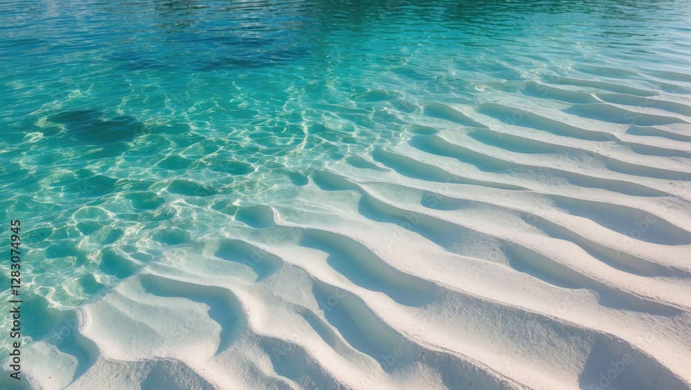 Poster pristine clear water with gentle ripples over white sandy beach creating a serene tropical paradise 