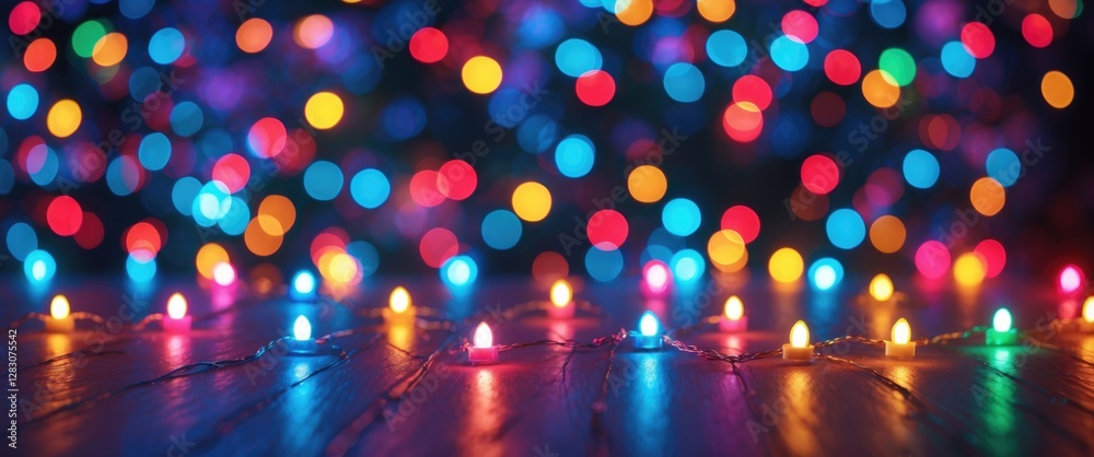 Poster vibrant bokeh background with colorful christmas lights creating a festive atmosphere perfect for ho