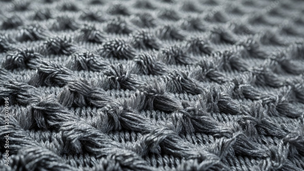 Aufkleber Detailed close-up of textured grey carpet showcasing intricate loop and pile patterns for interior design and dÃ©cor applications.