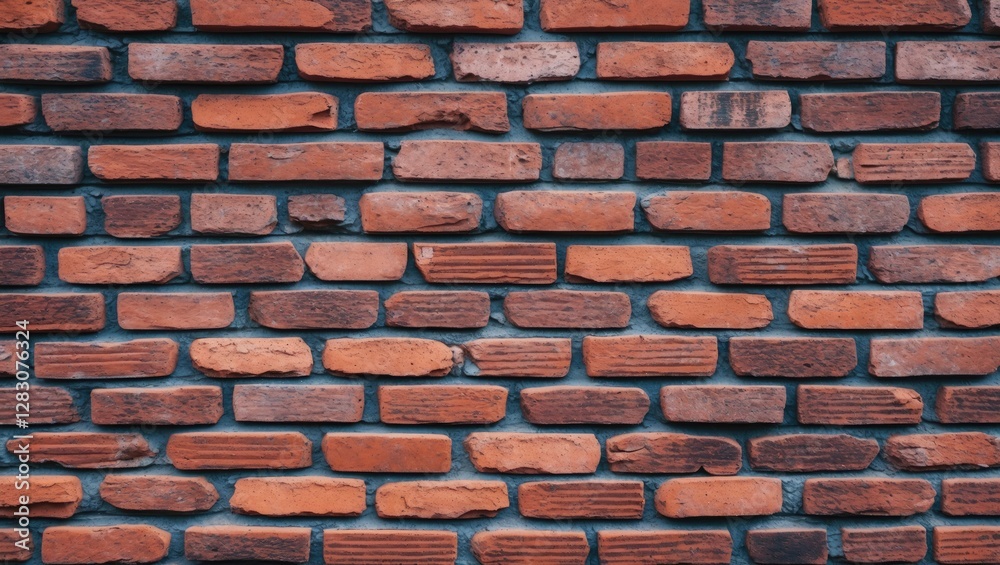Aufkleber Textured Red Brick Wall Background with Variations in Color and Pattern for Design and Architectural Use