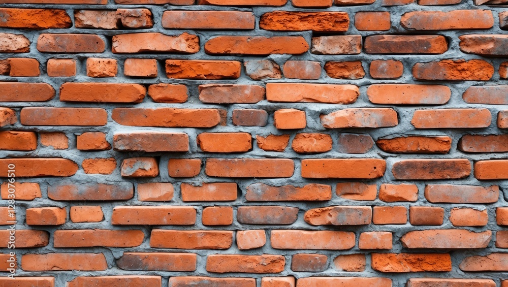 Aufkleber Red clay brick wall texture background with irregular patterns and weathered appearance, ideal for construction and architectural design.