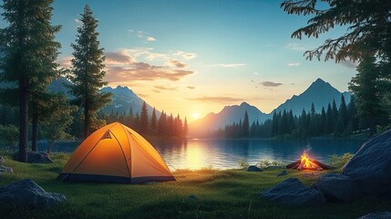 Camping: Escape into the Wild with Summer Camping, Pitch a Tent Under the Stars, Enjoy Campfires, and Explore the Beauty of the Outdoors While Bonding with Friends and Family in Nature.