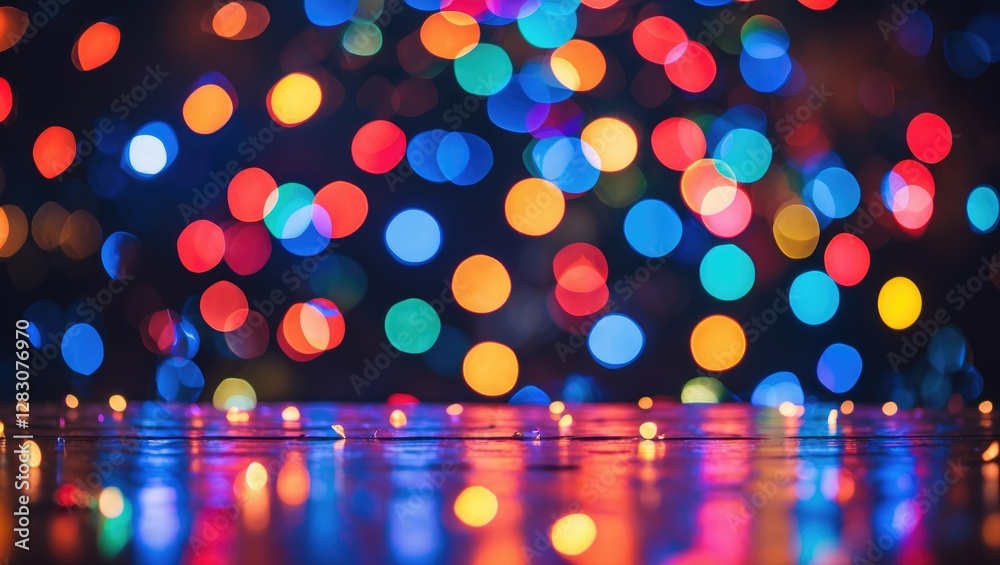 Poster colorful bokeh background featuring vibrant holiday lights creating a festive atmosphere perfect for