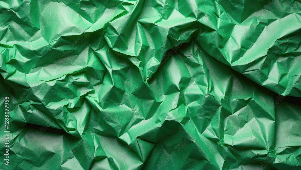 Poster crumpled green paper texture background for use in creative projects and designs highlighting natura