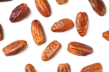 Dried dates on white background