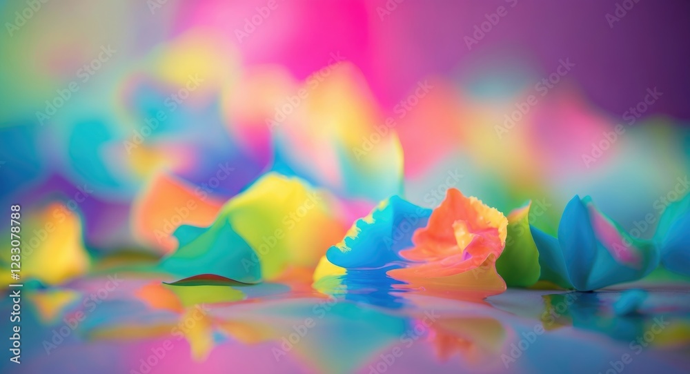 Poster Abstract floral background with vibrant colors and a soft blurred effect creating a dreamy and artistic atmosphere for creative designs.