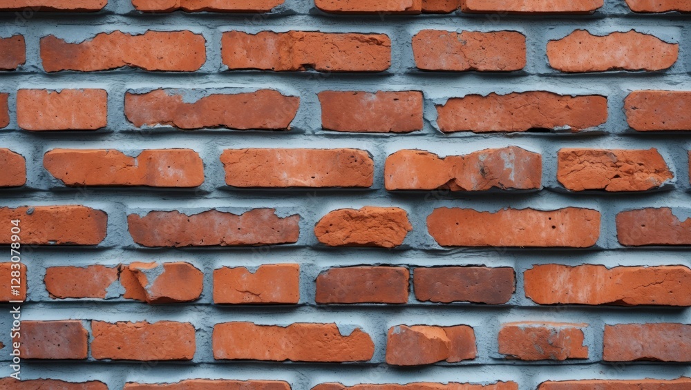 Poster detailed close-up of textured red brick wall with mortar highlights and irregularities for architect