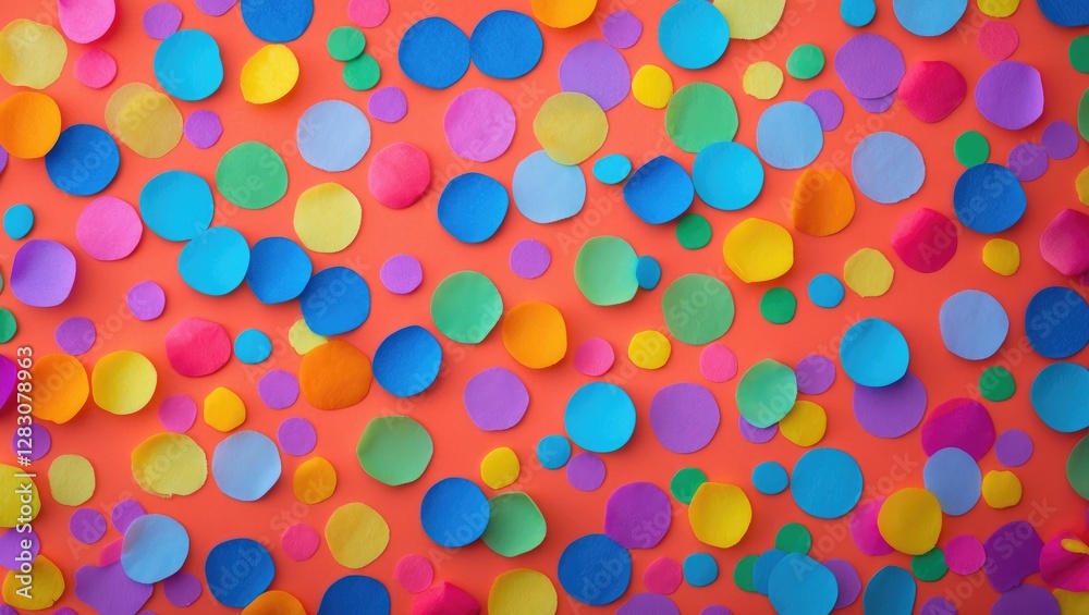 Poster vibrant close-up of colorful confetti dots scattered on a bright background ideal for festive celebr
