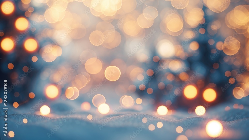 Poster soft bokeh lights in a winter landscape creating a festive atmosphere for christmas and new year cel