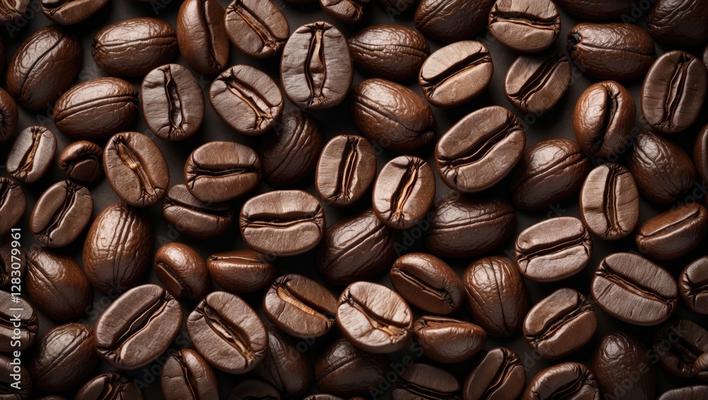 Poster coffee beans macro shot showcasing rich textures and tones in an abstract background for food and be