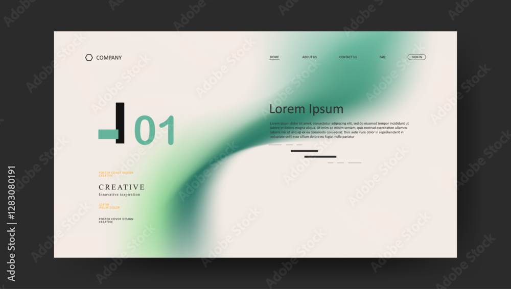 Wall mural landing page with abstract wave futuristic retro fluid gradient design