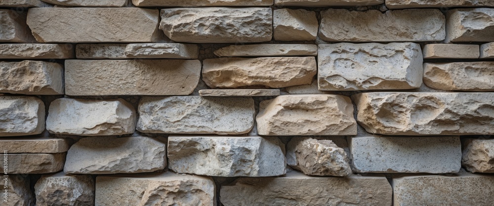 Poster textured close-up of natural stone wall featuring varying shapes and colors ideal for architectural 