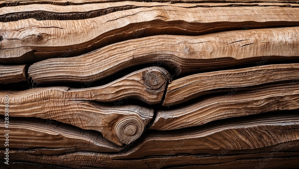 Poster Detailed closeup of intricate wood grain textures on a weathered maple log showcasing natural patterns and rustic aesthetics