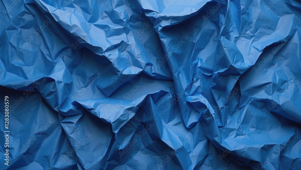 Poster Crumpled blue paper texture background for abstract design and artistic projects
