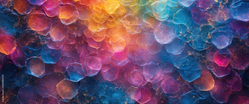 Aufkleber Vibrant abstract bokeh background with colorful light patterns creating a dreamy and artistic texture for design projects.