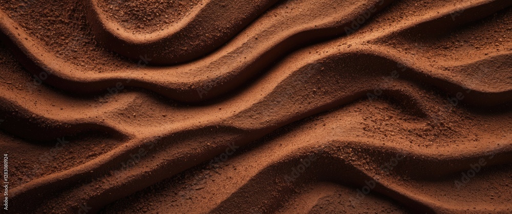 Aufkleber Chocolate brown desert sand natural texture with smooth waves and patterns creating an artistic background ideal for creative projects.