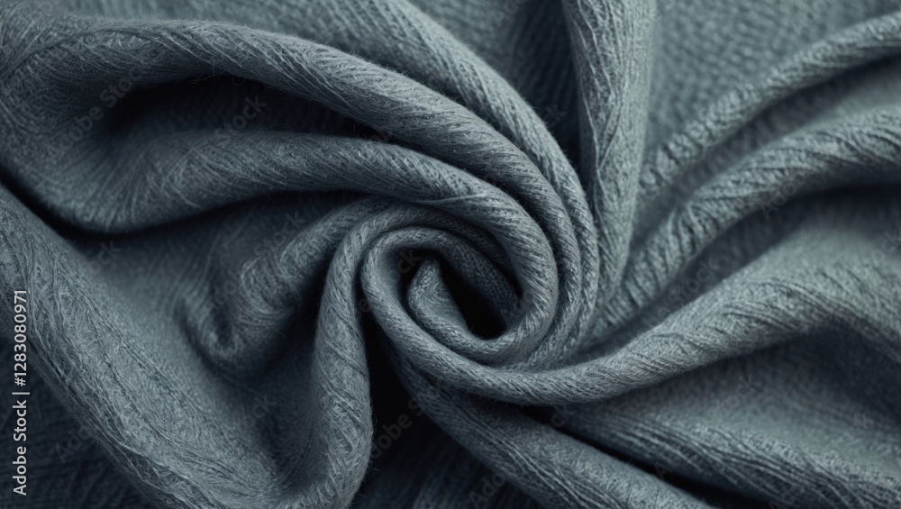 Aufkleber Close up of soft gray woolen fabric texture swirling for an abstract background or design template with a top view perspective.